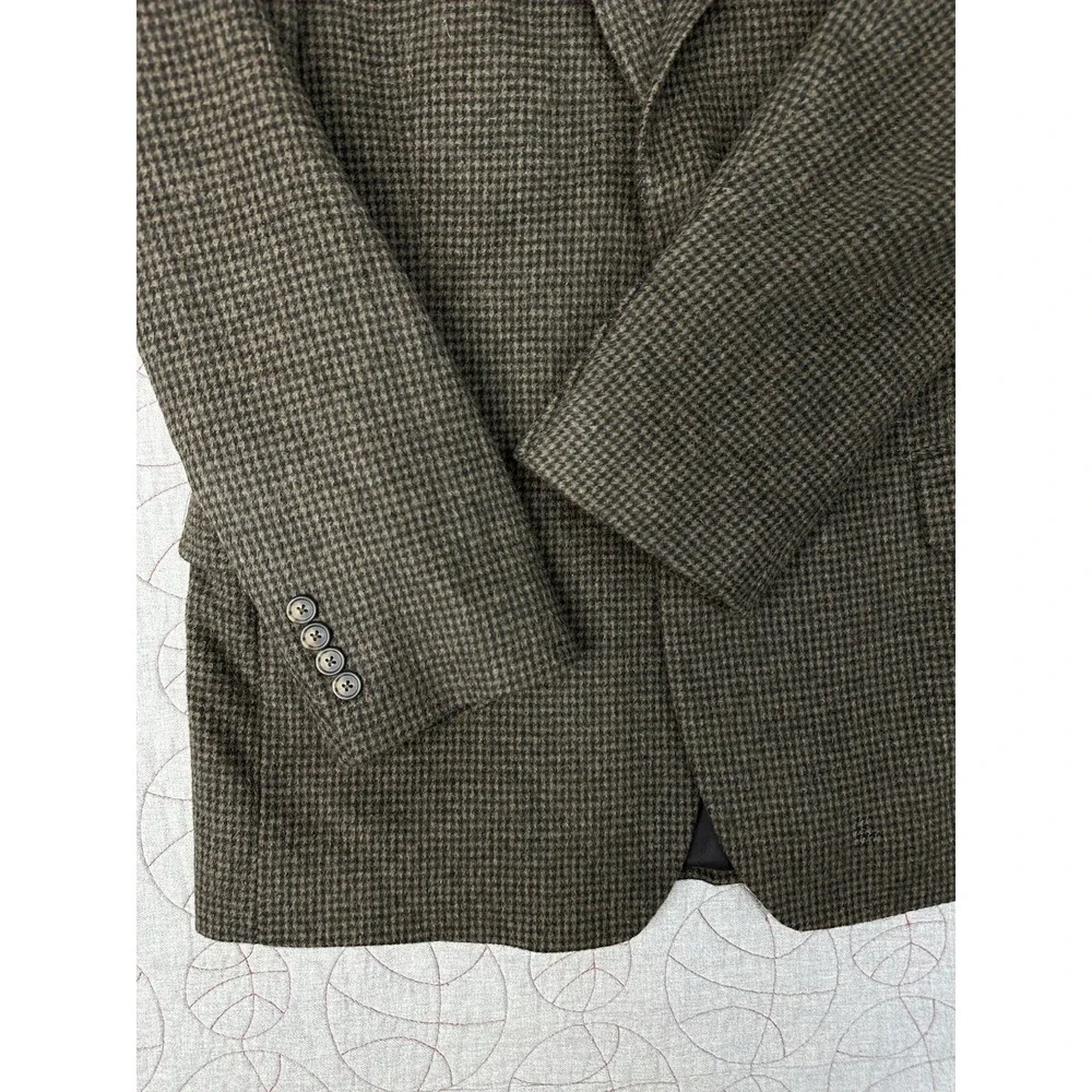 Jos. A. Bank Blazer 100% Camel Hair Mens 40R Brown Black Houndstooth Sports Coat